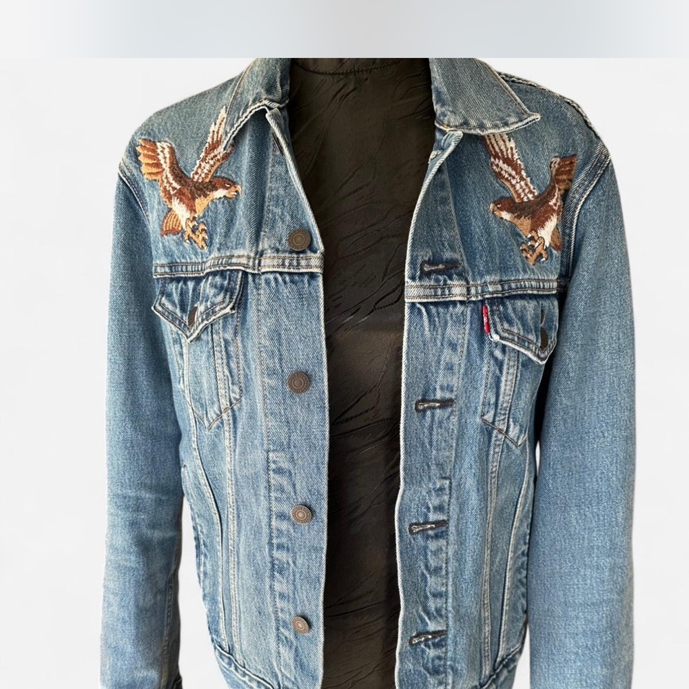 Levi's Blue Jean Jacket with Embroidered Eagles